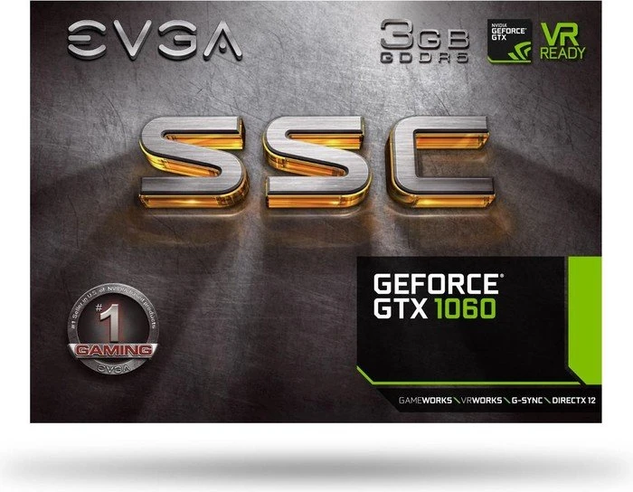 EVGA GeForce GTX 1060 SSC Gaming ACX 3.0, 3GB GDDR5, DVI, HDMI, 3x DP