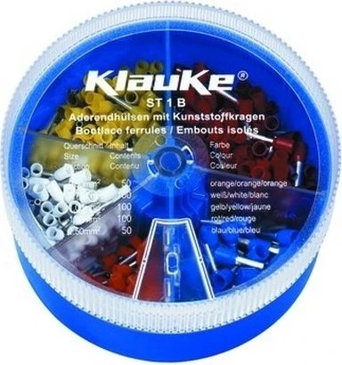 Klauke ST 1 B Streudose mit isol. Aderendhülsen 0,5-2,5 mm², DIN 46228 Teil 4, Farbcode 1