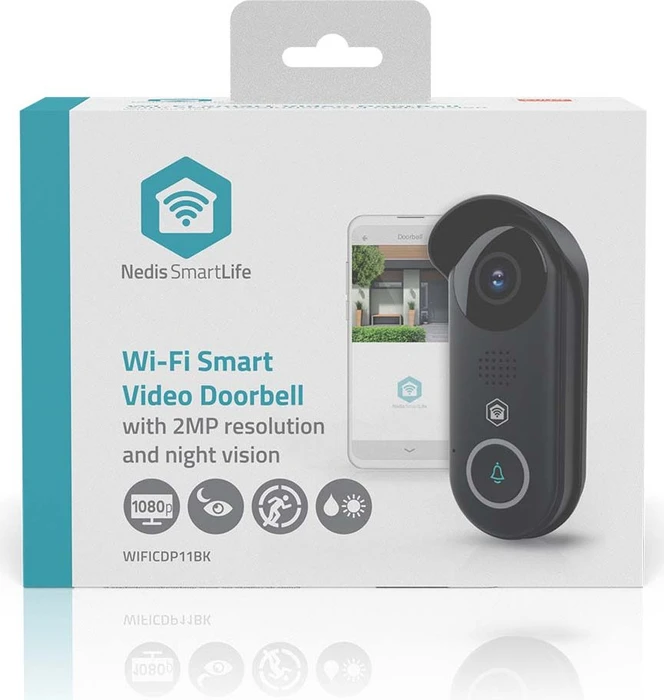 Nedis SmartLife Video-Türsprechanlage 1080p schwarz, Video-Türklingel