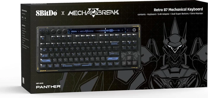 8BitDo Retro 87 Mechanical Keyboard, Mecha BREAK: Panther, schwarz, Kailh Box Jellyfish X, USB/Bluetooth, US
