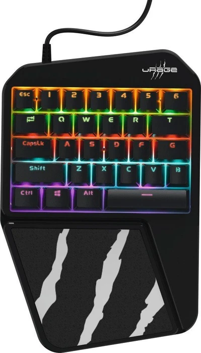 Hama uRage Exodus 410 One Handed Mobile Gaming Keyboard (PC/PS4/Xbox One), schwarz/grau, Gaote Outemu BLUE, USB-A