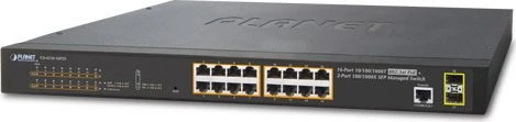 Planet GS-4210 Rackmount Gigabit Managed Switch, 16x RJ-45, 2x SFP, 220W PoE+
