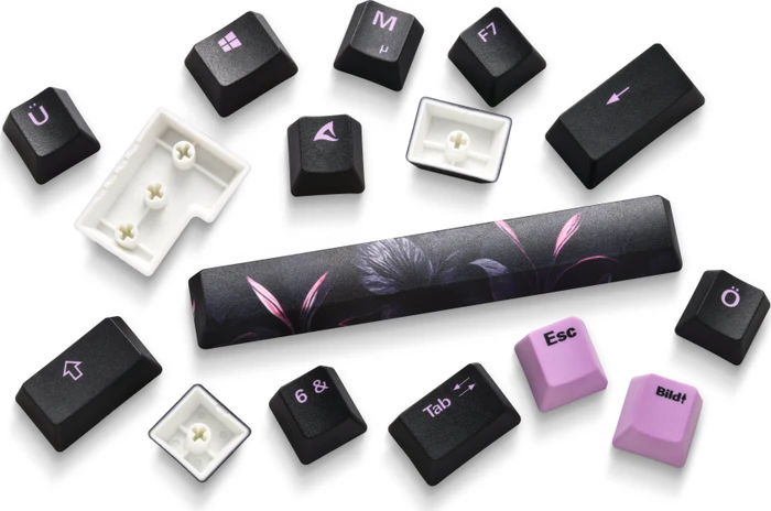Sharkoon Skiller SGK50 S3 Design Bundle D2 - XXL Mousemat+Keycaps, Kunststoff (PBT) Double-Shot, schwarz/violett, 85 Tasten, ISO-DE