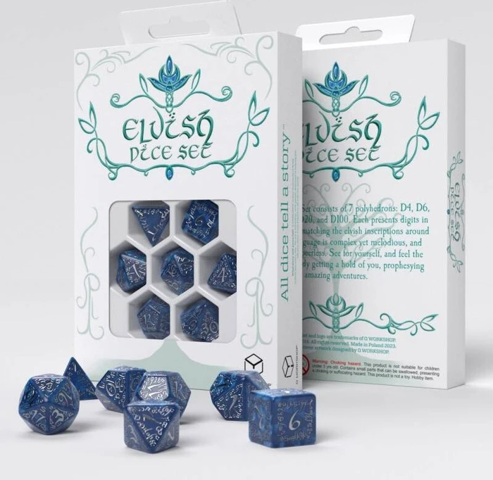 Q-Workshop Würfelset Elvish - cobalt & silver