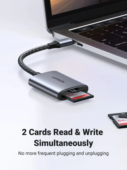Ugreen 2-in-1 Card Reader, USB-C 3.0 [Stecker]