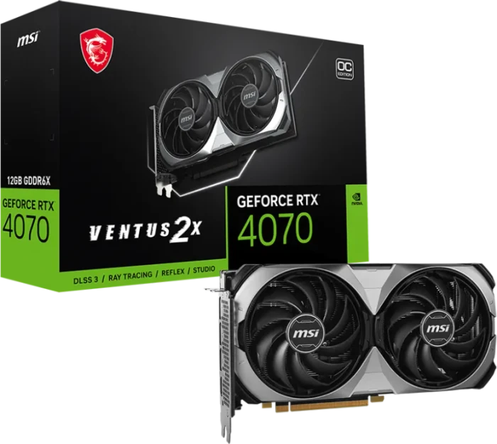 MSI GeForce RTX 4070 Ventus 2X E 12G OC, 12GB GDDR6X, HDMI, 3x DP