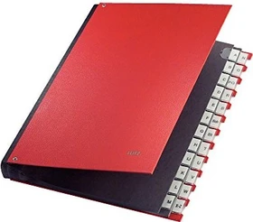 Leitz Pultordner mit Alphabetregister, 24 Fächer, A4, rot