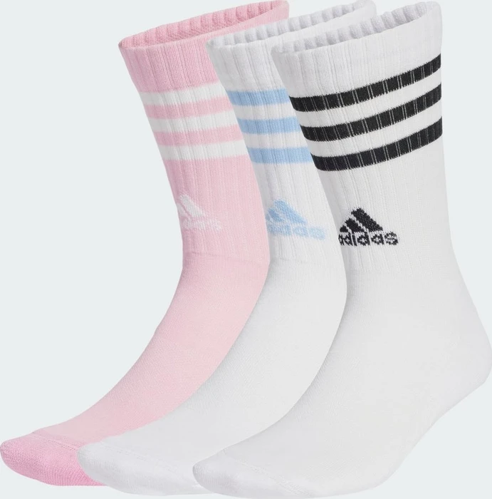 adidas 3-Streifen Cushioned Crew Socken white/true pink, 3 Paare