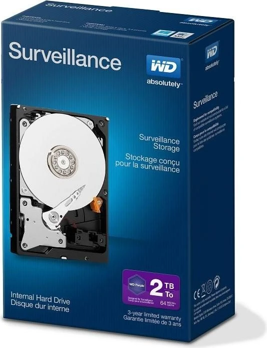 Western Digital WD Purple Surveillance 2TB, 24/7, 512e / 3.5" / SATA 6Gb/s, retail