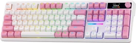 Redragon Terraflare K762 Pro Wireless, White & Pink, LEDs RGB, Mint Mambo, USB/Bluetooth, US