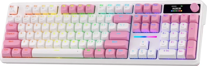Redragon Terraflare K762 Pro Wireless, White & Pink, LEDs RGB, Mint Mambo, USB/Bluetooth, US