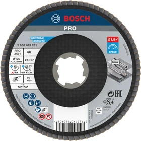 Bosch Professional X-LOCK X571 Best for Metal Fächerschleifscheibe gewinkelt K40, 125x22.23mm, 1 Stück