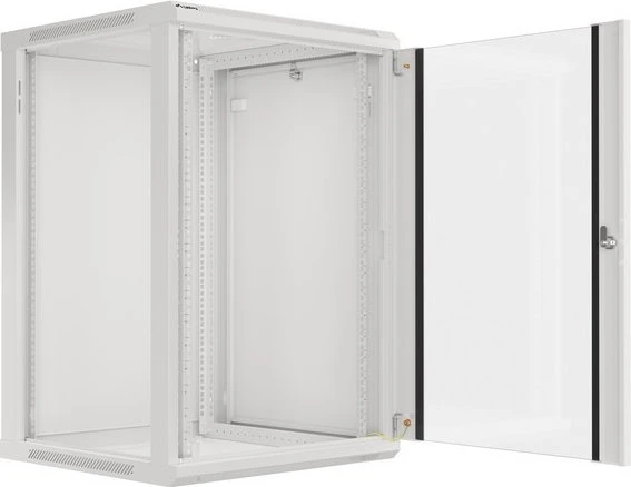Lanberg WF01 Series 19" Wandschrank 18HE, hängend, Flatpack, Glastür, IP20, RAL 7035, 600mm tief