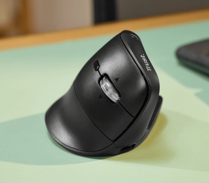 Trust Vyran Ergonomic Vertical Multi-Wireless Hyperscroll Mouse schwarz, USB/Bluetooth