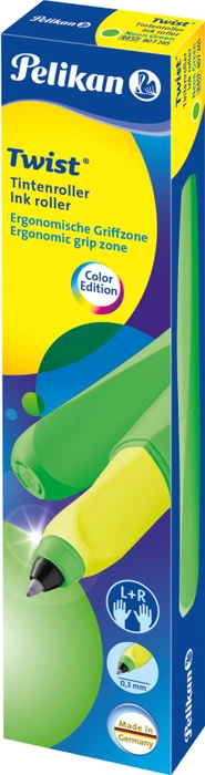 Pelikan Twist Tintenroller (Mine) neongrün, Rechts- und Linkshänder, Faltschachtel