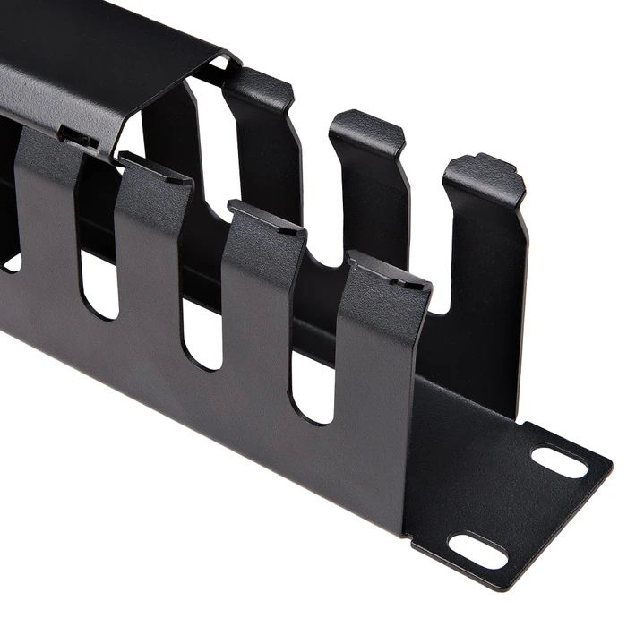 StarTech Horizontaler Rack Finger Kabelkanal mit Abdeckung, Kabelführung, schwarz, 1HE