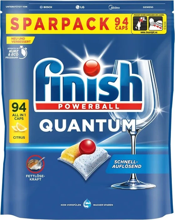 Finish Powerball Quantum All in 1 Citrus Geschirrspültabs, 94 Stück