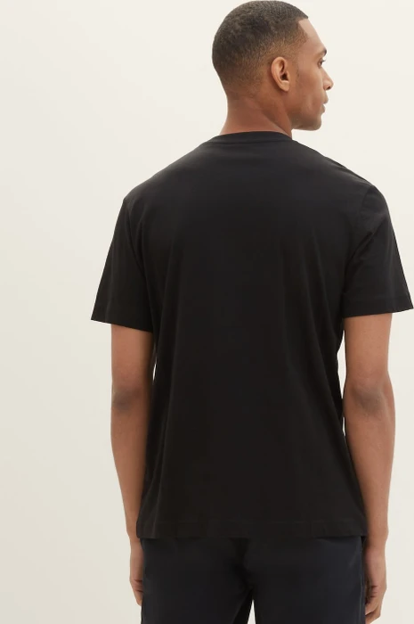 Tom Tailor Logo-Print T-Shirt kurzarm schwarz (Herren)