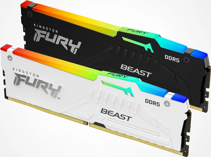 Kingston FURY Beast RGB weiß UDIMM 64GB Kit, DDR5-6000, CL30-36-36, 2RX8