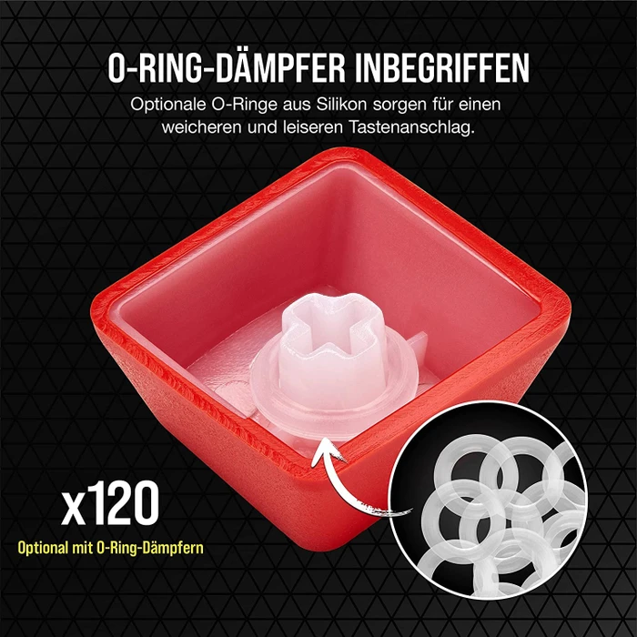 Corsair Pro Keycap Mod Kit, Kunststoff (PBT) Double-Shot, rot, 105 Tasten, ISO-DE