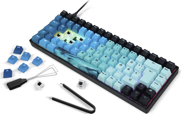 Sharkoon Skiller SGK50 S3 Ultimate Rev2 Set, PBT, blau/schwarz, LEDs RGB, hot-swap, Sharkoon Linear, USB, DE