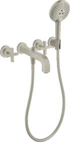 Hansgrohe Axor Citterio 3-Loch Wannenkombination mit Kreuzgriffen und Rosetten brushed nickel