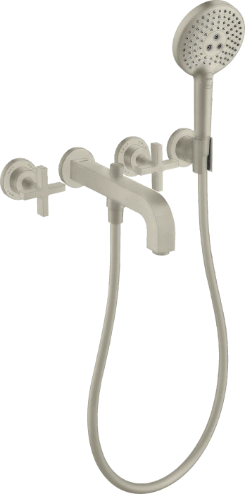 Hansgrohe Axor Citterio 3-Loch Wannenkombination mit Kreuzgriffen und Rosetten brushed nickel