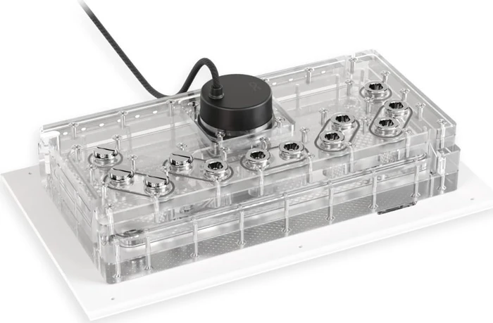 Alphacool Apex Distro Plate Dark Base Pro 901 White mit D5 Apex Pumpe, weiß, Verteilerplatte