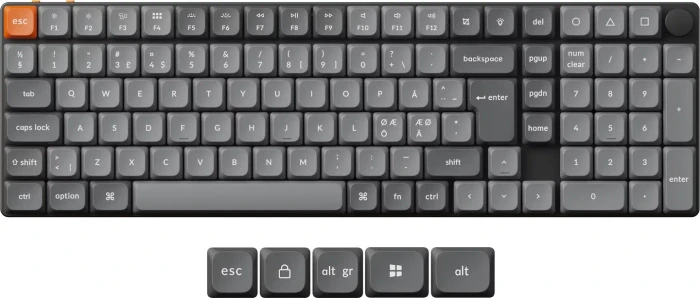 Keychron K17 Max, grau, LEDs RGB, Gateron LOW PROFILE 2.0 BROWN, USB/Bluetooth, ND