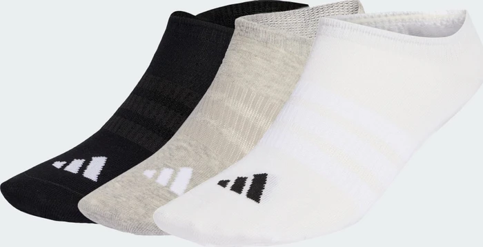 adidas Thin and Light No-Show Socken medium grey heather/white/black, 3 Paare