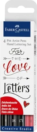 Faber-Castell PITT artist Pen Hand Lettering Set schwarz/rot, 4-teilig