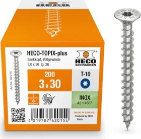 HECO TOPIX-plus Edelstahl A2 Torx T10 Holzschraube, 3x30mm, 200 Stück