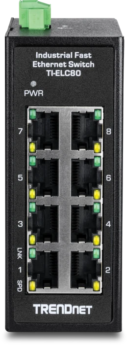 TRENDnet TI Hardened Industrial Railmount Switch, 8x RJ-45