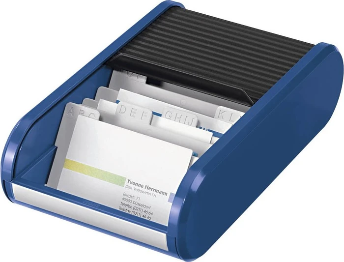Helit the personal Visitenkartenbox, Sonderformat, blau/schwarz