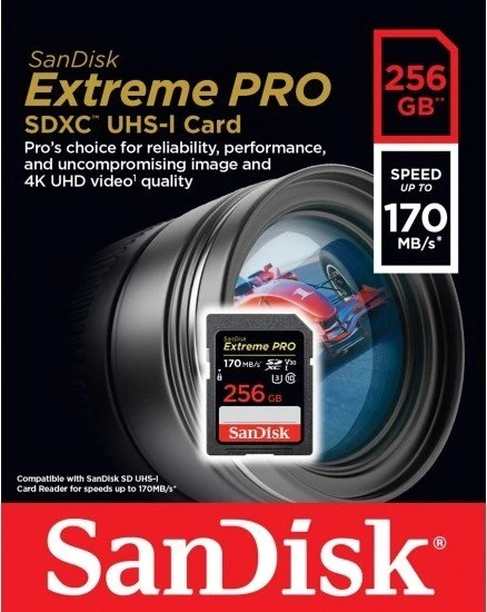 SanDisk Extreme PRO R170/W90 256GB, UHS-I U3, Class 10