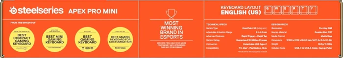 SteelSeries Apex Pro Mini Gen 3, OmniPoint 3.0, USB, UK