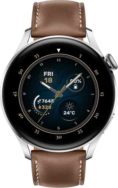 Huawei Watch 3 Classic silber mit Lederarmband braun