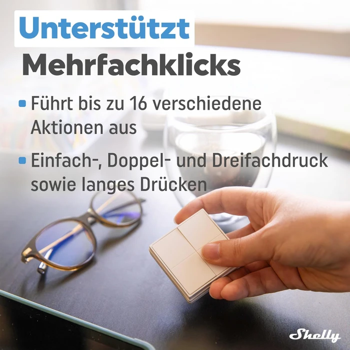 Shelly BLU Wall Switch 4 Stand Alone, weiß