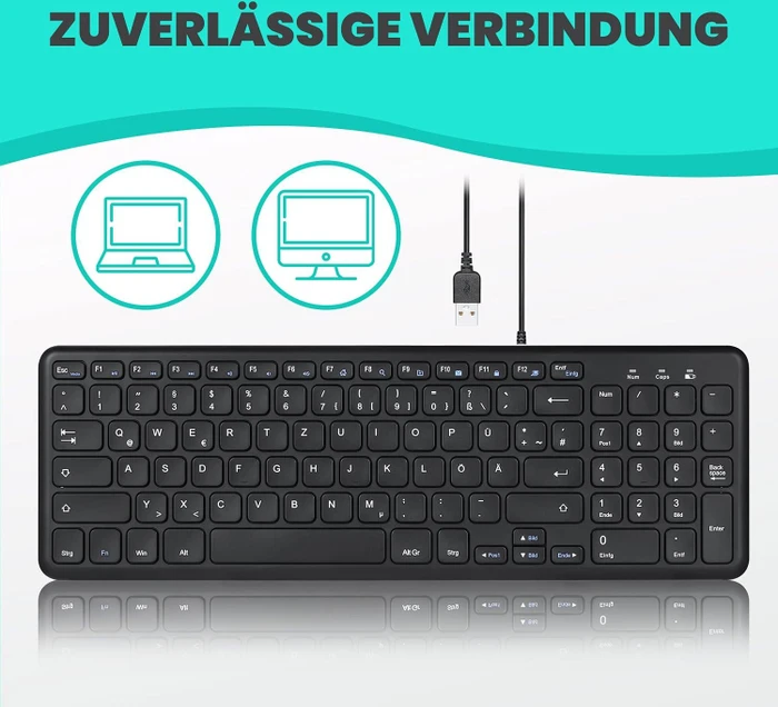 Perixx Periboard-213, schwarz, USB, DE