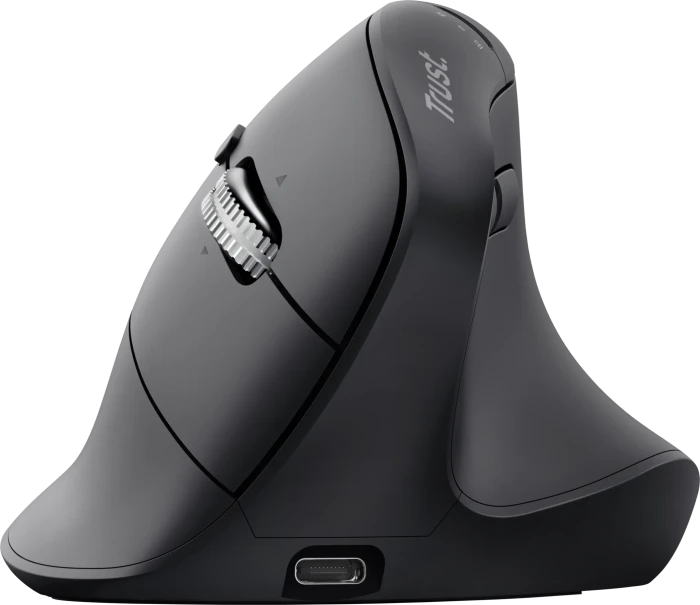 Trust Vyran Ergonomic Vertical Multi-Wireless Hyperscroll Mouse schwarz, USB/Bluetooth