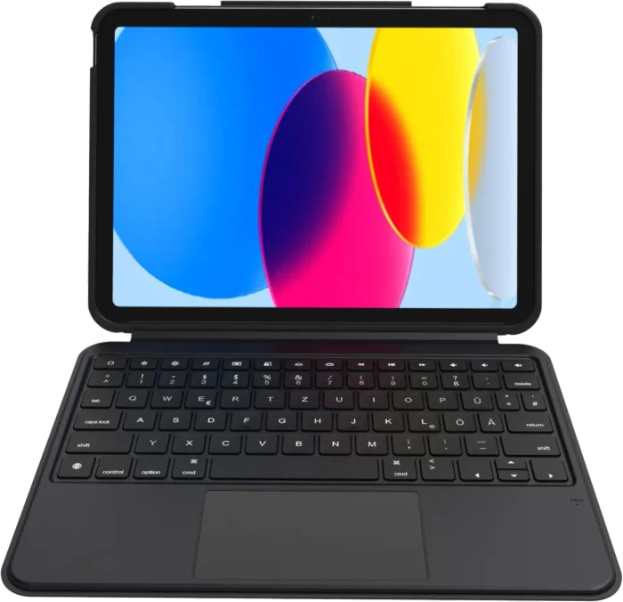 Deqster Smart Combo Touch Keyboard für iPad 11 A16/iPad 10, schwarz, DE