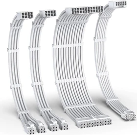 EZDIY-FAB 12VHPWR Cable Kit, 1x 24-Pin, 2x 4/8-Pin ATX, 1x 12VHPWR PCIe, 16AWG, weiß (DE2-16AWG PET-12+4 KIT F to M-AllW)