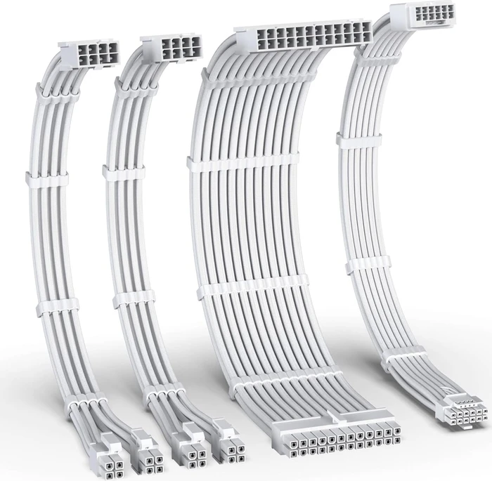 EZDIY-FAB 12VHPWR Cable Kit, 1x 24-Pin, 2x 4/8-Pin ATX, 1x 12VHPWR PCIe, 16AWG, weiß