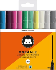 Molotow ONE4ALL 127HS 2mm Acrylmarker Basic-Set 3 sortiert, 10er-Set, Etui