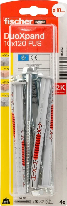 fischer DuoXpand 10x140 FUS K (4) Schrauben/Dübel-Sortiment, 4 Stück (562192)