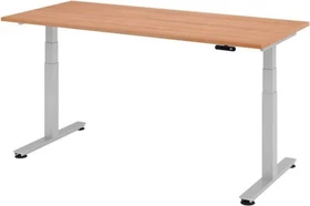 Hammerbacher Ergonomic Aktiv XDSM19/N/S elektrisch höhenverstellbarer Sitz-Steh-Schreibtisch 180x80cm Nussbaum/silber