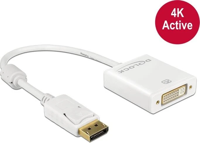 DeLOCK DisplayPort 1.2 [Stecker]/DVI [Buchse] Adapterkabel, aktiv, weiß