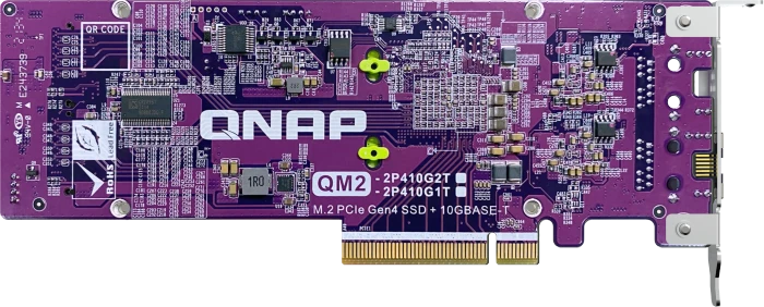 QNAP Dual M.2 2280 Netzwerkadapter mit NVMe, PCIe 4.0 x8, 1x 10GBase-T