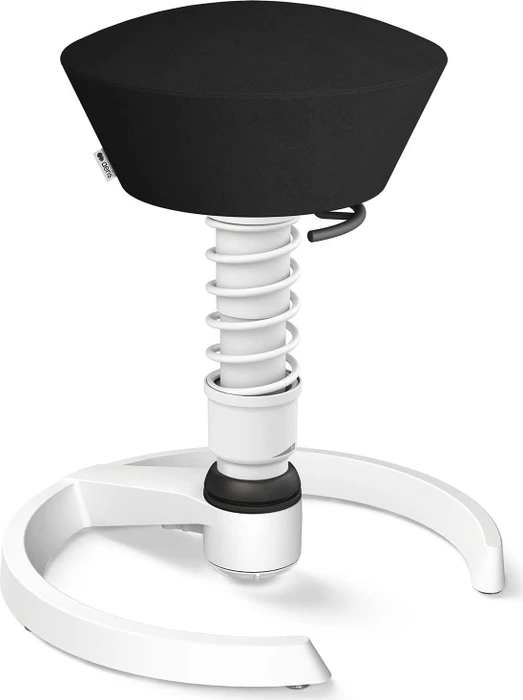 Aeris Swopper New Edition Bürohocker mit Gleitern, Feder Standard, Gestell Alu weiß, Bezug Mikrofaser Comfort schwarz