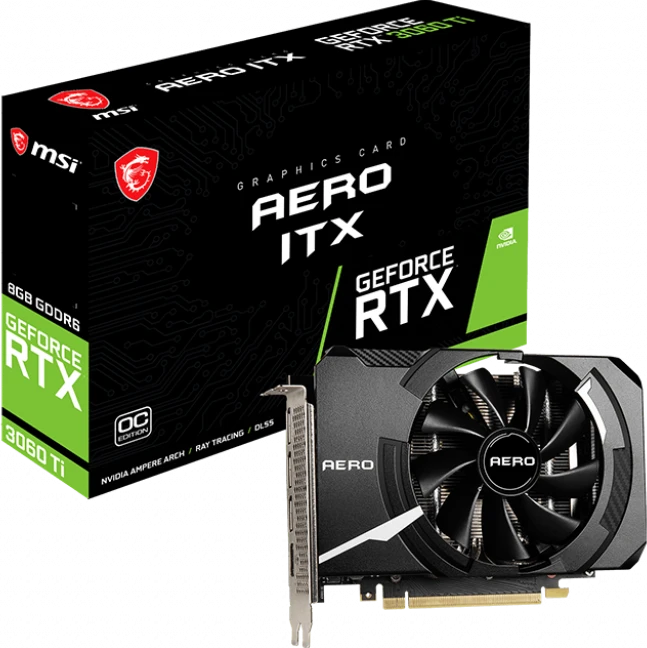 MSI GeForce RTX 3060 Ti Aero ITX 8G OC LHR, 8GB GDDR6, HDMI, 3x DP